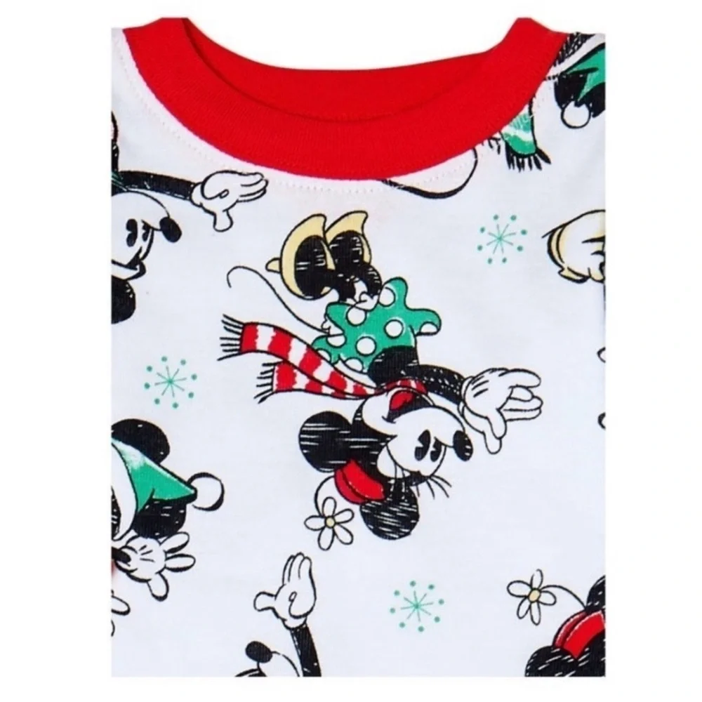 MICKEY MOUSE HOLIDAY PAJAMA SET - WHITE MULTI SIZES (NEW WITH TAGS) A11
